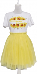 Set fusta cu 2 straturi de tulle galben scurta si tricou Team Bride domnisoare de onoare - ACD303037 - 23h Events 