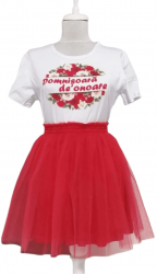 Set fusta cu 2 straturi de tulle rosu scurta si tricou Team Bride domnisoare de onoare - ACD303038 - 23h Events 
