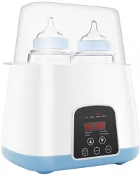 Sterilizator electric dublu cu abur si incalzitor pentru biberoane cu capacitate mare afisaj LCD Alb 