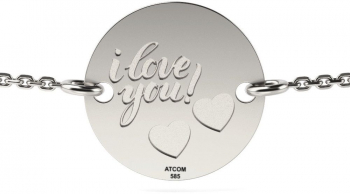 Bratara cu lantisor din argint model I love You cu inimioare 