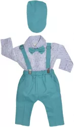 Costum elegant din 5 piese pentru baieti Micul Vip C030623 Verde 