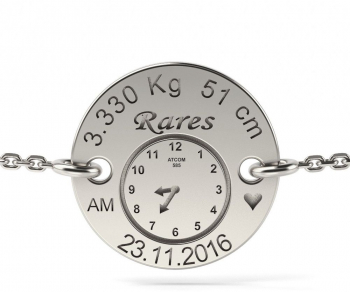 Bratara cu lantisor din aur alb model Birthday Clock 