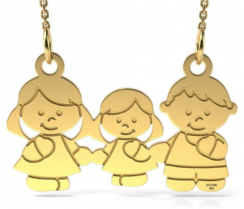 Colier din aur galben model Mama Tata si Fetita 
