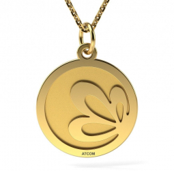 Lantisor cu pandantiv din aur galben model Floare de lotus gravata 