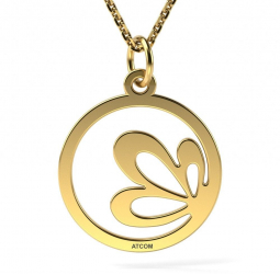 Lantisor cu pandantiv din aur galben model Floare de lotus 