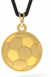Pandantiv din aur galben cu snur negru model Minge de Fotbal 
