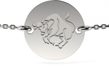 Bratara cu lantisor din aur alb model Taur 
