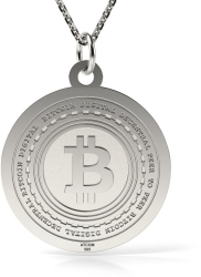 Colier din aur alb model Bitcoin 