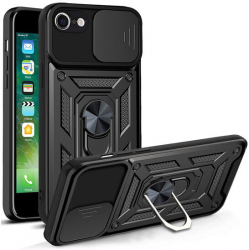 Husa cu Protectie Camera si Inel pentru iPhone 7 / 8 / SE 2 SE 2020 / SE 3 SE 2022 Marmalis CamShield Negru 