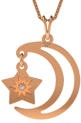 Lantisor cu pandantiv din aur roz model Moon and star 
