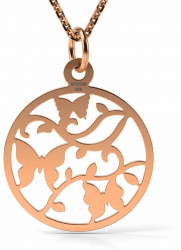 Lantisor cu pandantiv din aur roz model Three Butterflies 