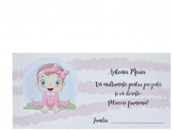 Plic de dar botez personalizat cu nume Bebe Fetita roz - MIBC203054 - 23h Events 