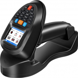 Cititor coduri de bare scanner 1D 2D portabil cu acumulator incorporat si statie de incarcare cu ecran LCD de 2 2 inch wireless negru 