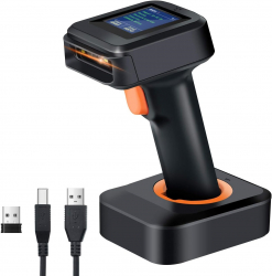 Cititor coduri de bare scanner wireless 1D 2D QR cu statie de incarcare display LED Bluetooth acumulator 1800 mAh Tera HW006 
