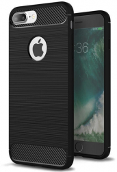 Husa Compatibila cu Apple iPhone 8 Plus Techsuit Carbon Silicone Negru 
