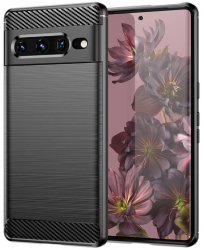 Husa Compatibila cu Google Pixel 7 Pro Techsuit Carbon Silicone Negru