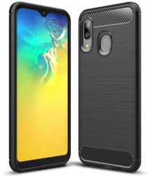 Husa Compatibila cu Samsung Galaxy A20e Techsuit Carbon Silicone Negru 