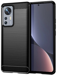 Husa Compatibila cu Xiaomi 12 / 12X Techsuit Carbon Silicone Negru 