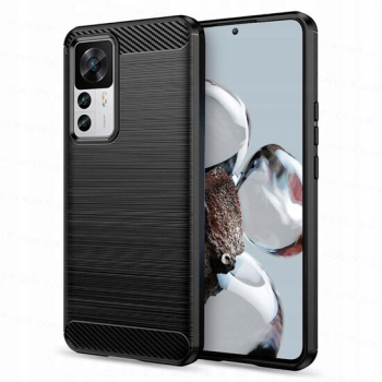 Husa Compatibila cu Xiaomi 12T / 12T Pro Techsuit Carbon Silicone Negru 