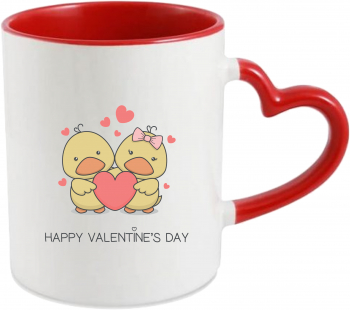 Cana personalizata pentru Valentines Day Inima cu boboci de rata 