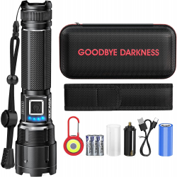 Lanterna tactica profesionala LED cu 10000 lumeni baterie 4800 mAh functie powerbank reincarcabila USB 5 moduri iluminare impermeabila