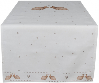 Traversa masa bumbac alb maro Iepurasi 50x140 cm 