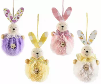 Set 4 figurine Iepurasi Paste textil 5x11 cm 