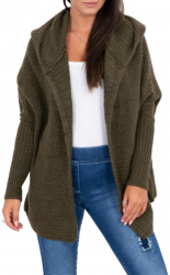 Cardigan dama Stefi maneca tip liliac tricotat acryl universal kaki