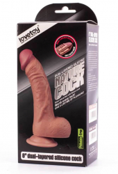 Dildo cu testicule - si ventuza Lovetoy Dual Layered Maro lungime 20.3 cm diametru 3.5 cm 