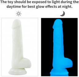 Dildo cu testicule - si ventuza Lovetoy Lumino Play Transparent lungime 18 cm diametru 3.3 cm 