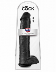 Dildo King Cock 38 cm Cock With Balls diametru 7.6 cm Negru 