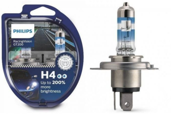 Set 2 Becuri auto PHILIPS Racing Vision GT200 H4 12V 60/55W P43T-39 
