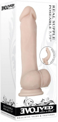 Dildo Evolved cu testicule - si ventuza REAL SUPPLE POSEABLE lungime 19.7 cm diametru 3.5 cm