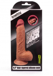 Dildo Lovetoy cu testicule - si ventuza Dual layered lungime 21.5 cm diametru 3.9 cm 