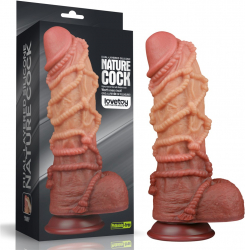 Dildo Lovetoy cu testicule - si ventuza Dual layered Platinum Cock with Rope lungime 27 cm diametru 7.7 cm 