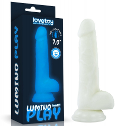 Dildo Lovetoy cu testicule - si ventuza Lumino Play lungime 18 cm diametru 3.3 cm 