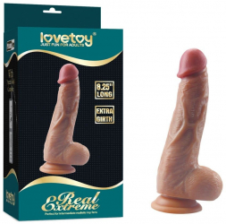 Dildo Lovetoy cu testicule - si ventuza Real Extreme Extra Girth lungime 21 cm diametru 4.5 cm 