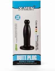 Dop Anal X-Men Extra Girthy Butt Plug Negru grosime 6 cm lungime 24 cm cu ventuza 