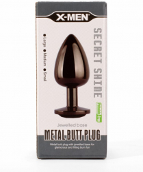 Dop Anal X-Men Secret Shine Metal Butt Plug Gun Colour S Negru grosime 2.7 cm lungime 7.1 cm 