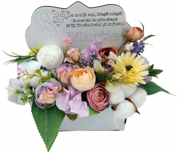 Aranjament cadou pentru Colega cadou de 8 martie cu flori de matase - FEIS401036 - 23h Events 