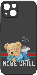 Husa BestCase Slim Glassy Comp Cu Apple iPhone 13 More Chill Teddy Bear HD Colors Prot camera G 1329 