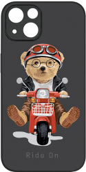 Husa BestCase Slim Glassy Comp Cu Apple iPhone 13 Rider Teddy Bear HD Colors Prot camera G 1337 