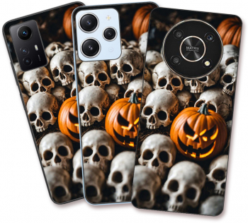 Husa Motorola Moto E7 Power Silicon Gel Tpu Model Halloween Pattern Cranii si Dovleac 