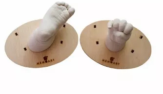 Kit mulaj bebelusi figurina 3D tip manuta si piciorus 0-2 ani MemoArt cu doua panoruri din lemn