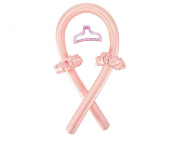 Set ondulator fara caldura pentru bucle naturale cu 2 elastice si cleste de par bigudiu tip panglica roz