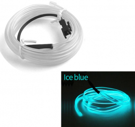 Fir Neon Auto EL Wire culoare Albastru Turcoaz lungime 5M alimentare 12V droser inclus 