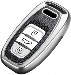 Husa insertii piele pentru cheie smart Audi A1 A3 A4 A5 A6 A7 A8 Quattro Q3 Q5 Q7 2009-2015 