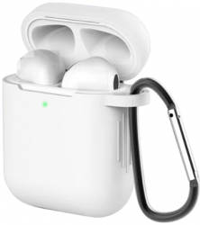 Husa silicon pentru casti wireless I12 cu breloc alb 