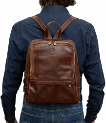 Rucsac barbati din piele naturala vachetta maro R135B
