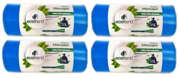 Set 4 role de saci menajeri Ecofriend 35L 15 bucati ultra rezistenti albastri